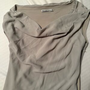 Abercrombie & Fitch Light Gray Draped Neck Sleeveless Blouse